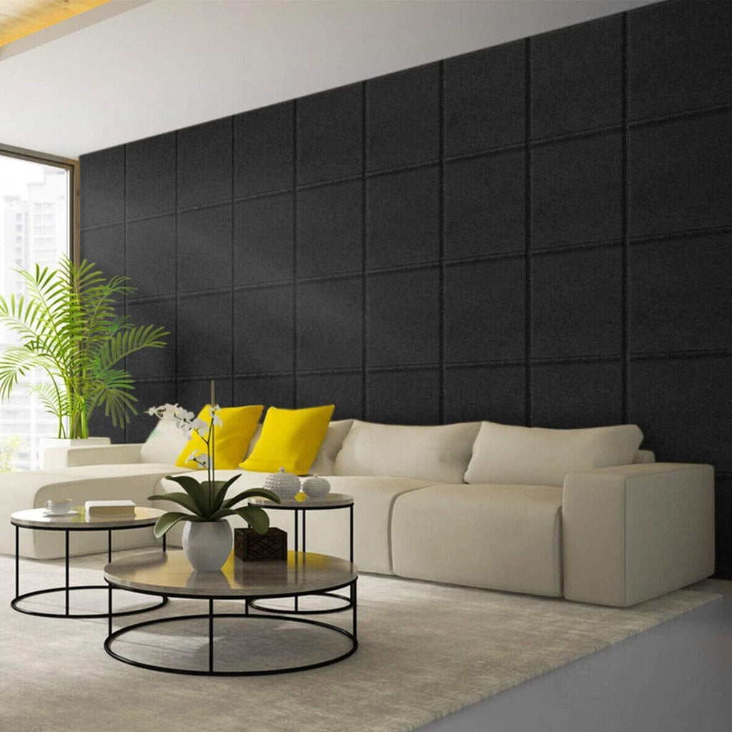 Panneaux muraux acoustiques Tuiles Studio d'isolation acoustique autocollante---Black-12PCS