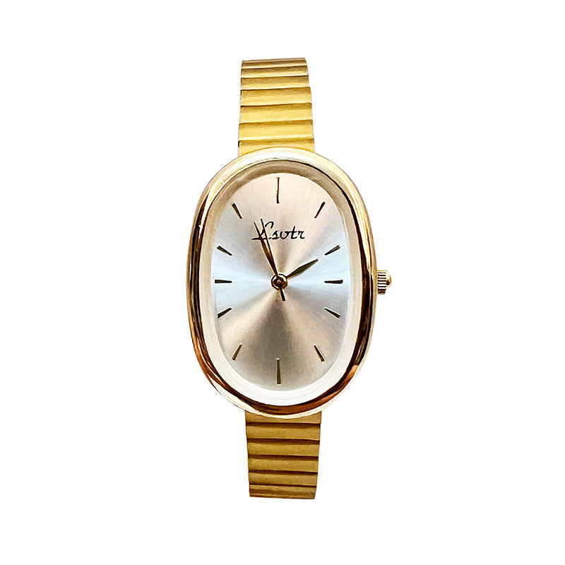 Ceinture en acier Quartz Golden Mi-ancient Niche Advanced Fashion Best-seller Montre