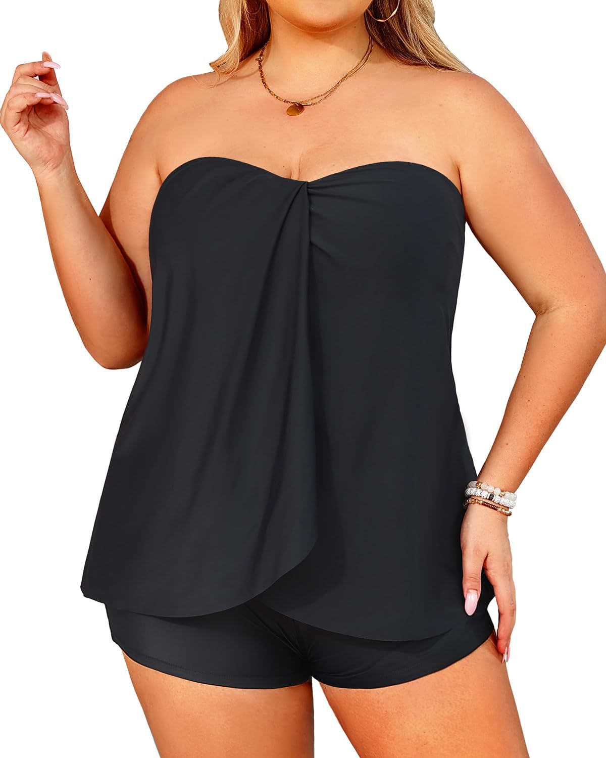 Leisure Resort Deux-pièces boxer de maillot de bain Slips Backless Halter Style