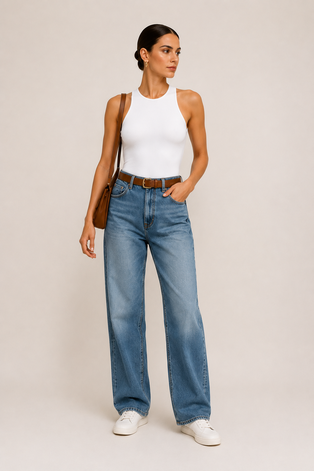 Haut cou des femmes Racerback Bodysuit Stretch Stretch sans manches Basic One Piece Top