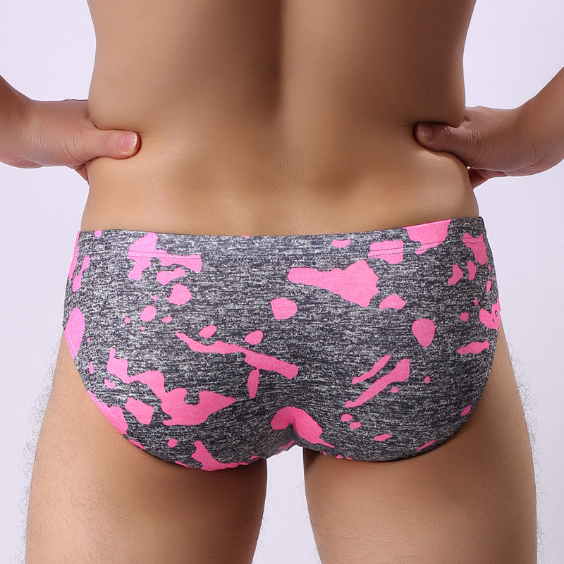 Sous-vêtements triangulaires en forme de U en nylon imprimé pour hommes