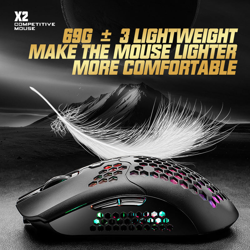Gratuit Wolf X2 sans fil souris RGB double mode jeu souris