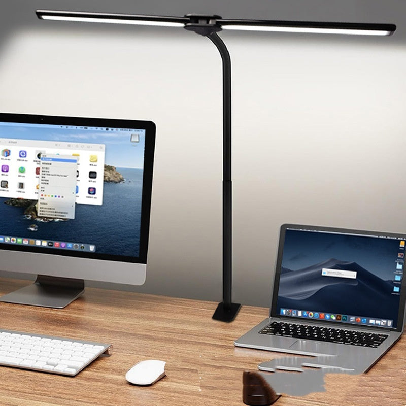 Lampe de bureau à double tête LED avec un long bras