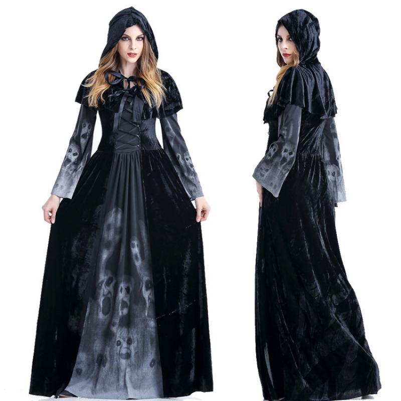 Halloween femmes médiévale gothique sorcière Maléfique Horreur effrayant Cosplay costume Carnaval Par