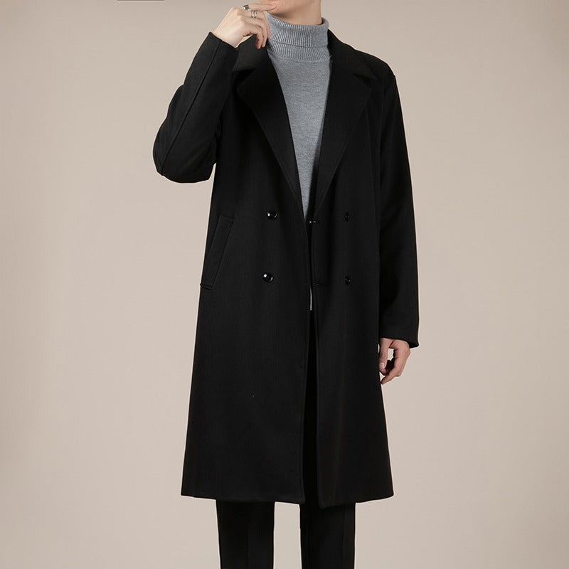 Autumn and Winter Trench Men's Mid-long Woolen Korean Coat