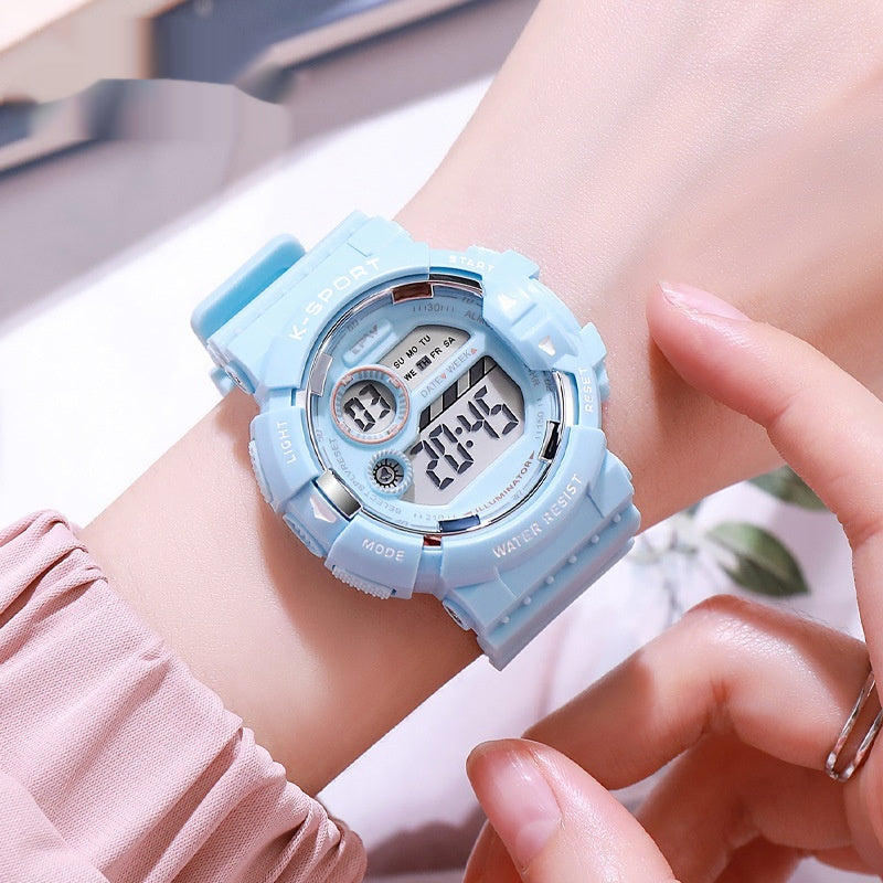 Lumineux Multifonctionnel Étudiant Sports Montre électronique étanche pour enfants