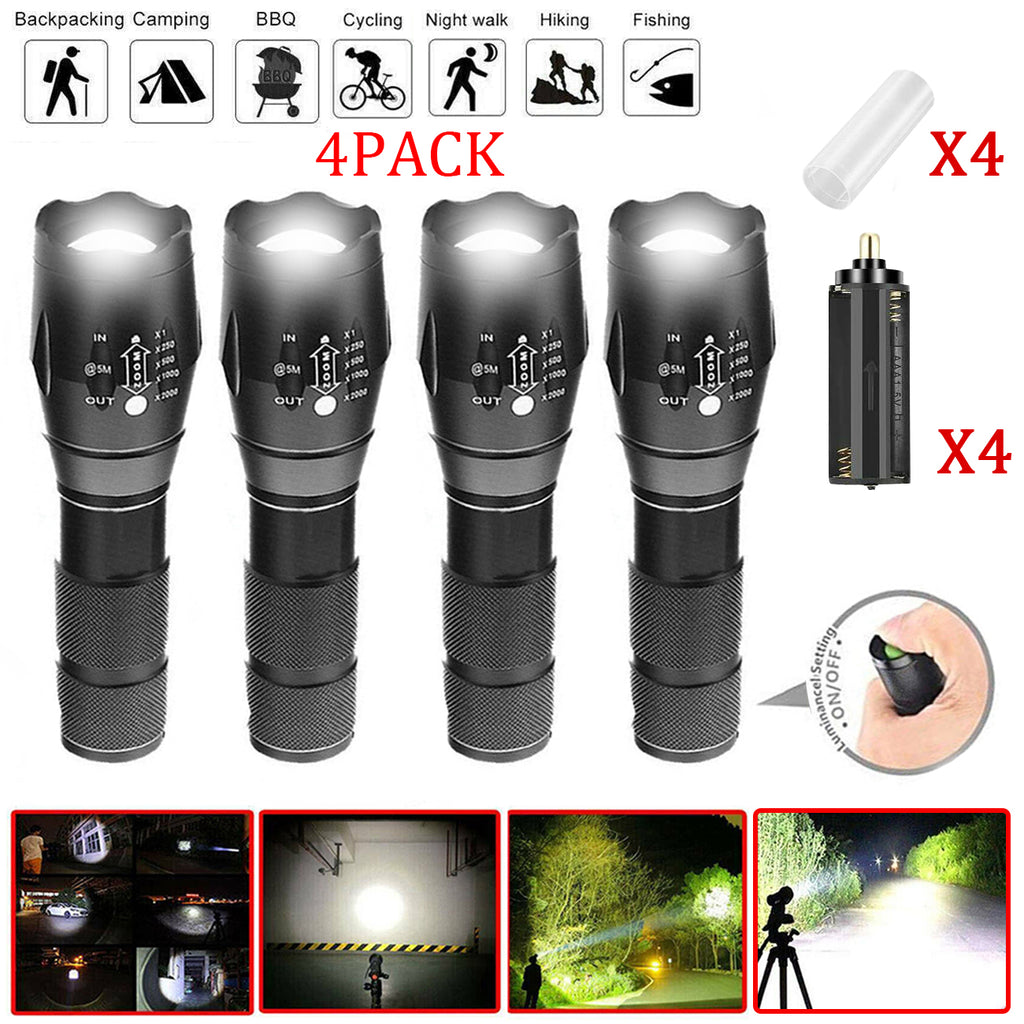 4 Pack Lampe de poche LED haute puissance Lampe de camping lampe de lumière de travail super lumineux