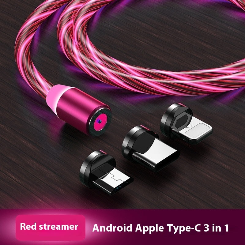 Câble de données de flux magnétique Type-c Téléphone mobile Câble à trois en un