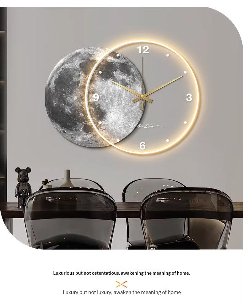 Moon Salon Horloge Murale Horloge Lumière Murale