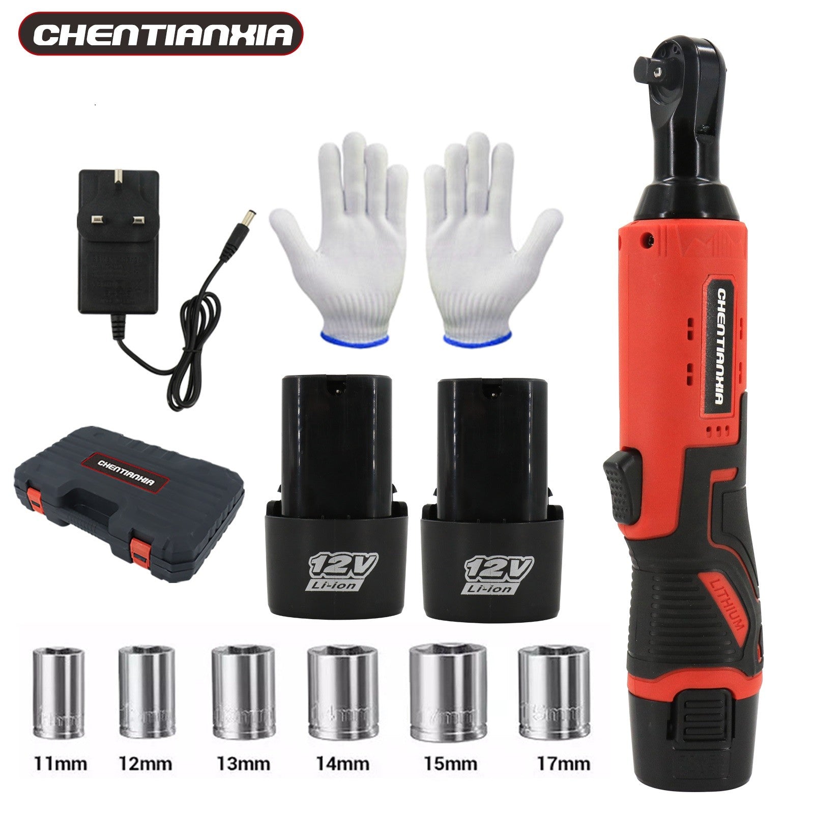 2 Batteries sans fil Cliquet droit 3 8' 90 100Nm Clé à cliquet électrique