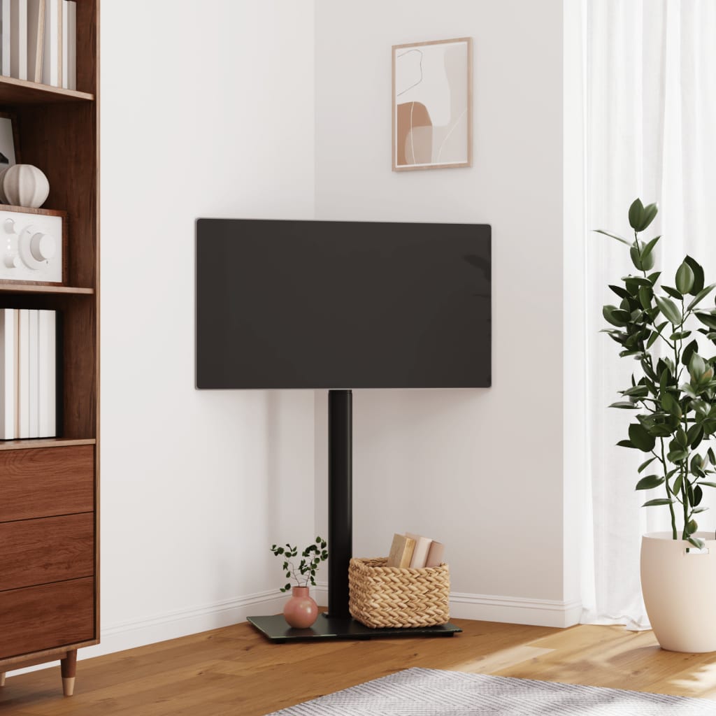 TV coin stand avec 1 étagère pour TV 32-65 pouces