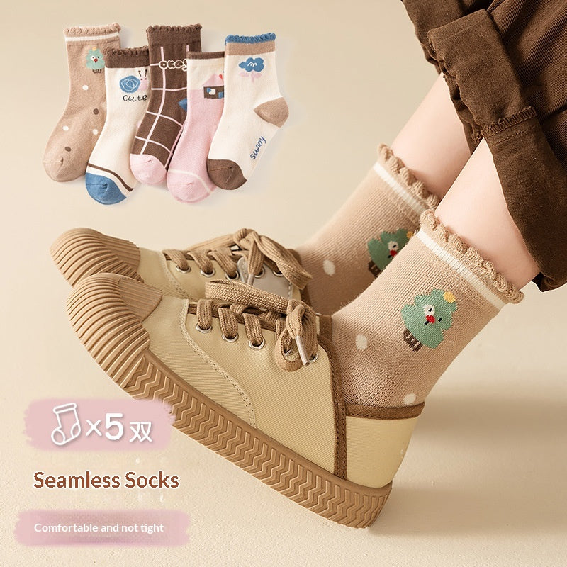 Chaussettes en coton sans os respirant mi-calf
