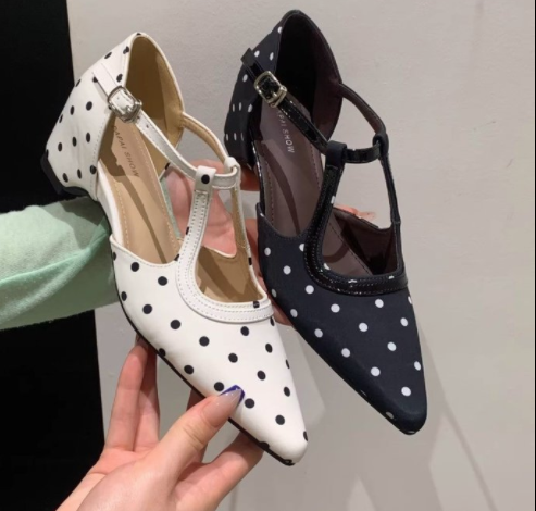 Women's French Polka Dot Wedge Sandals