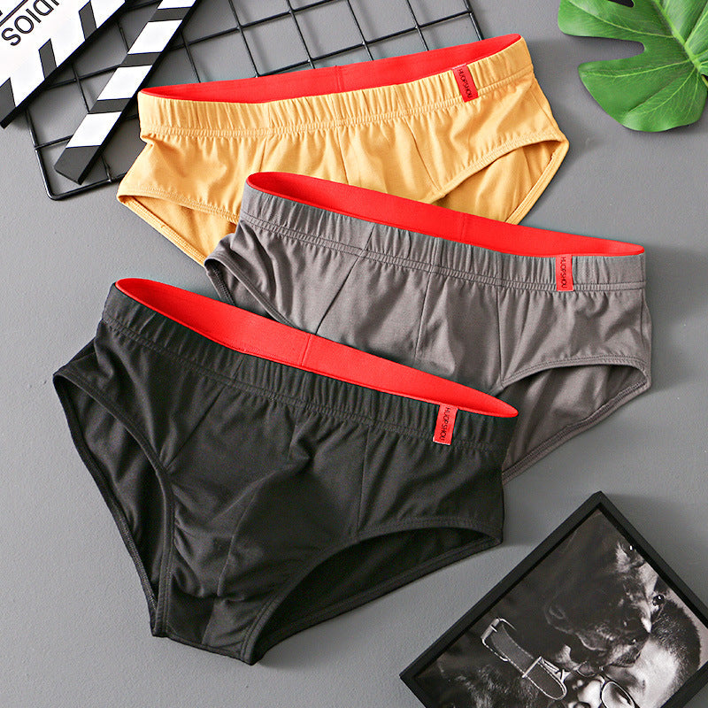 Triangle de coton couleur pure Triangle taille basse Respirant Triangle de sous-vêtements pour hommes