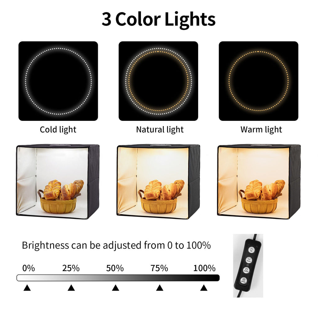 40x 40cm 144LED Portable LED Tente Box Bar Cube Room Studio Photographie 16 pouces