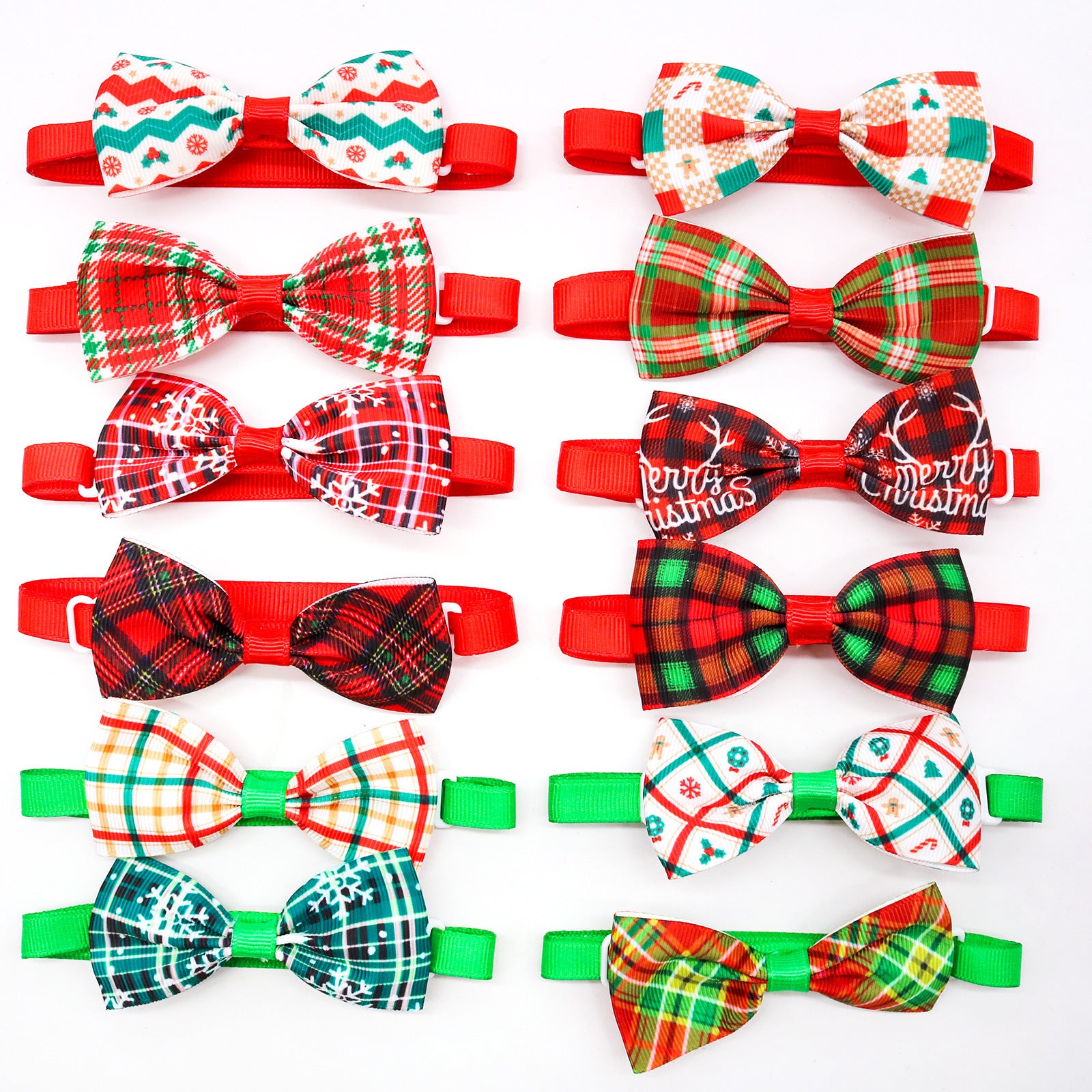 Christmas Plaid Striped Bow Tie Dog Cat Un mot Bow Tie couleurs multiples