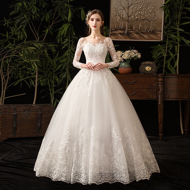 Robe de mariée primaire style français manches longues
