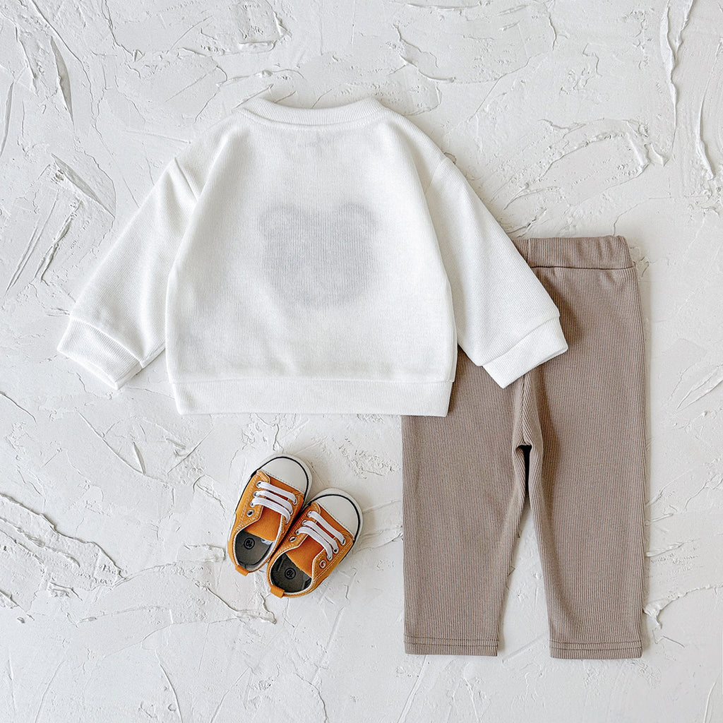INS Unisex Baby Bear Print Ensemble de capuche et de sweatpants à manches longues pour Springautumn