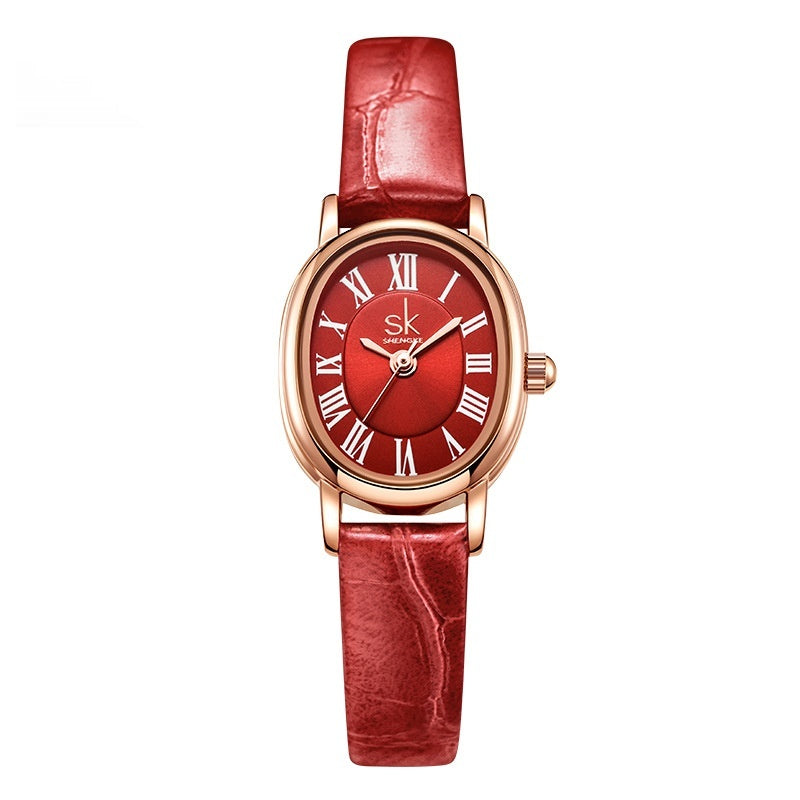 Montre Quartz en cuir ovale rétro