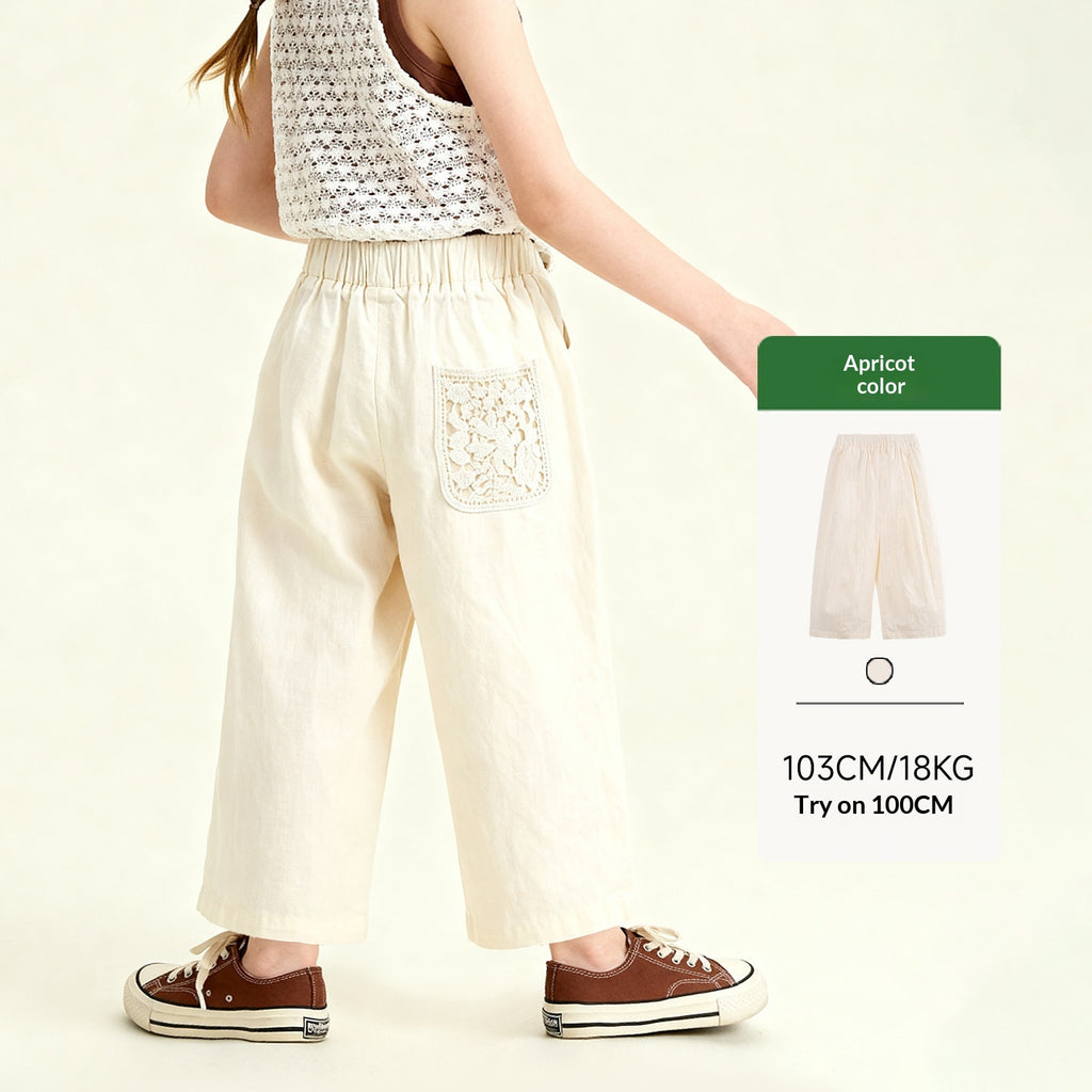 Enfants High-waisted Straight-leg Relaxed-fit Pantalons à jambes larges