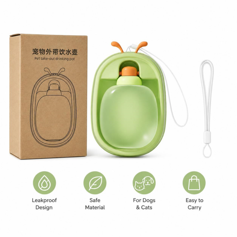 Bouteille d'eau portable pour animaux de compagnie avec des bois mignons