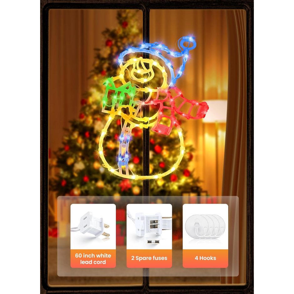 4 lumières de fenêtre de Noël Pack
