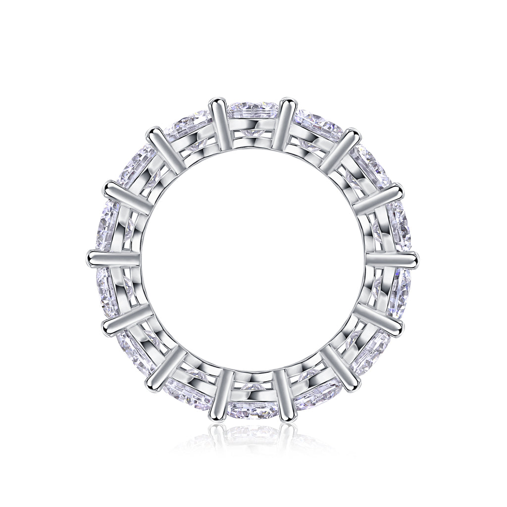 S925 Argent 3.5g Platine plaqué Moissanite Anneau d'éternité
