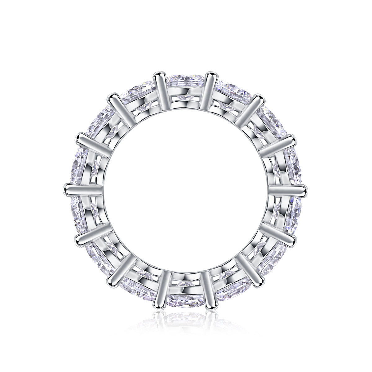 S925 Argent 3.5g Platine plaqué Moissanite Anneau d'éternité