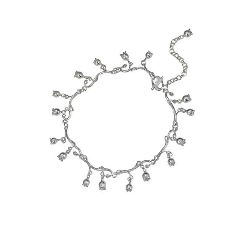 1pcs 999 Lys Argent Sterling de la vallée Tassel Ajustable Anklet