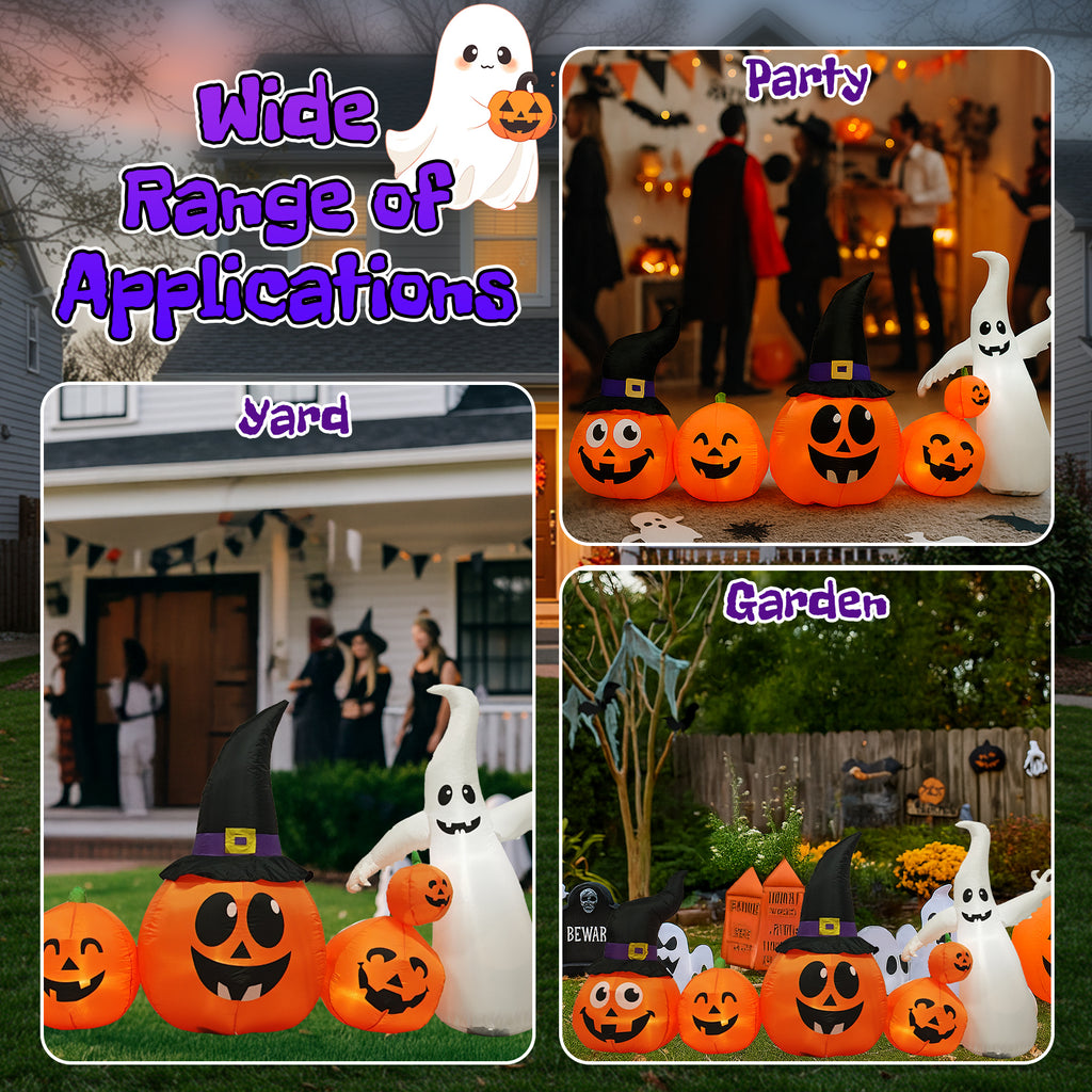 8FT Long Halloween gonflables citrouilles Ghost décorations extérieures
