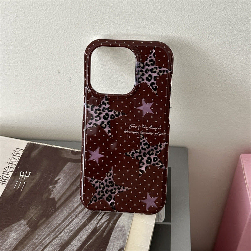 Double couche demi-paquet Polka Dot Phone Case XINGX Leopard Imprimé housse de protection