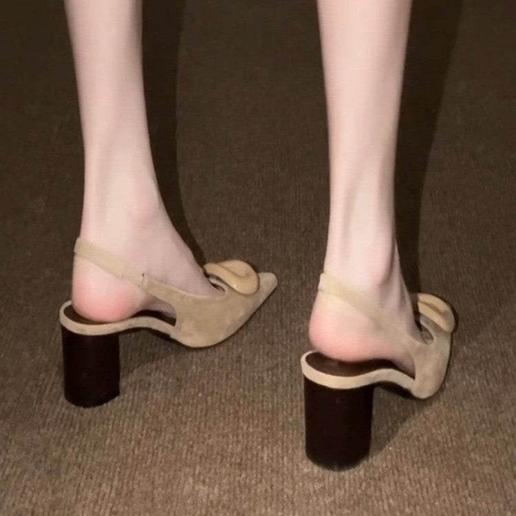 Sandales pointues du bloc jaune d'abricot pour femmes