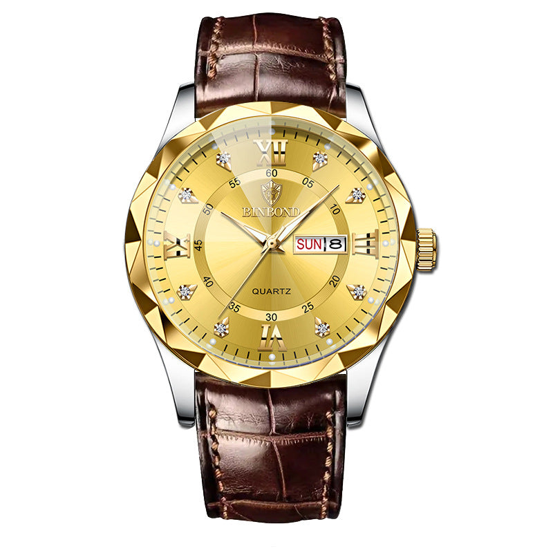 Véritable montre Quartz d'étudiant homme en cuir imperméable à l'eau