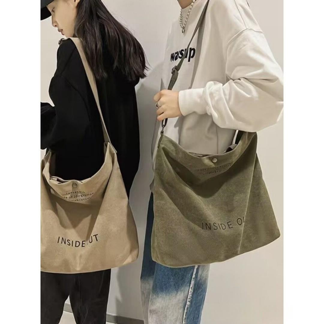 Toile épaisse Grande Capacité Sac à bandoulière léger Sac à toile rétro Diagonal - Vert O