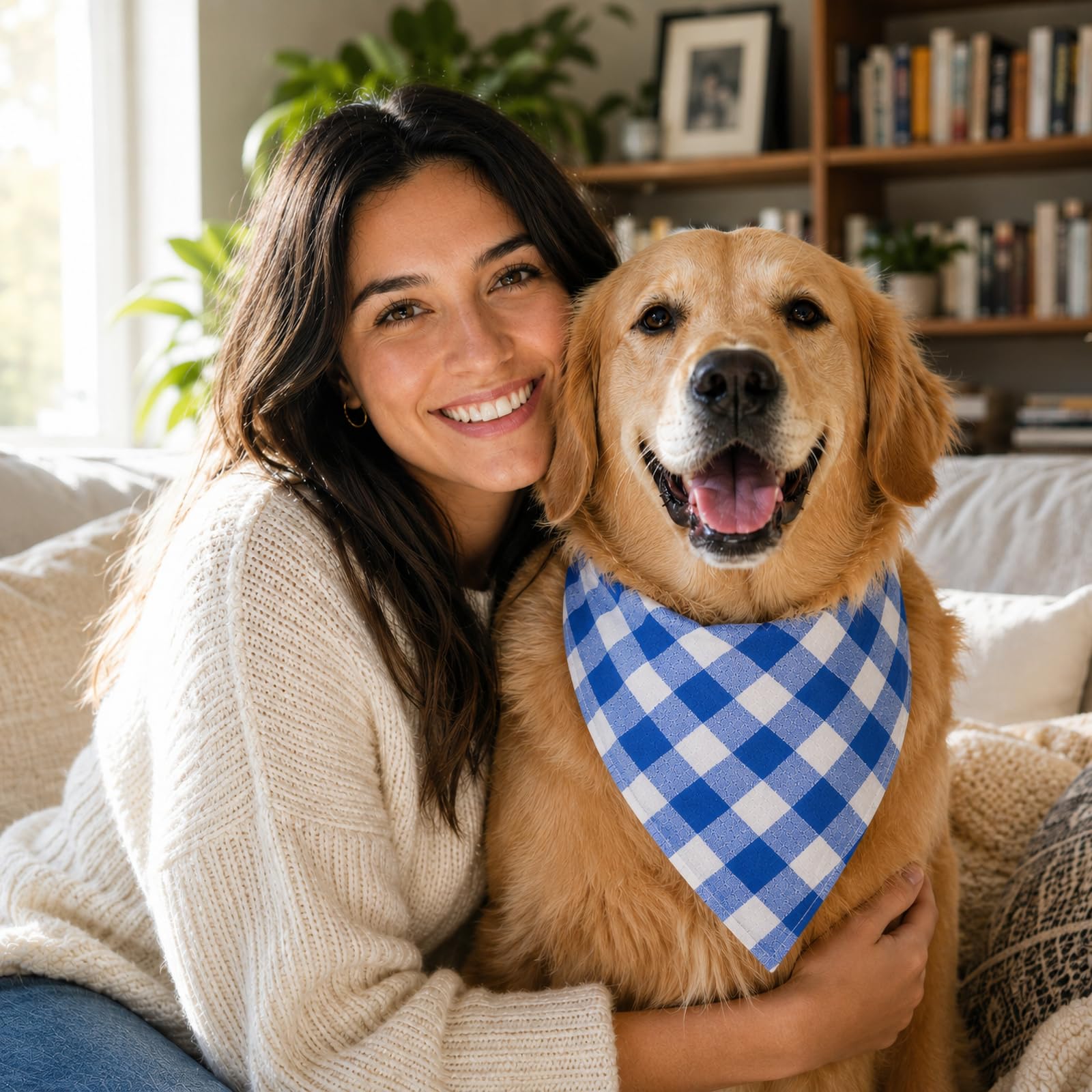 Bleu & Blanc Plaid Dog Bandana 1 Pack