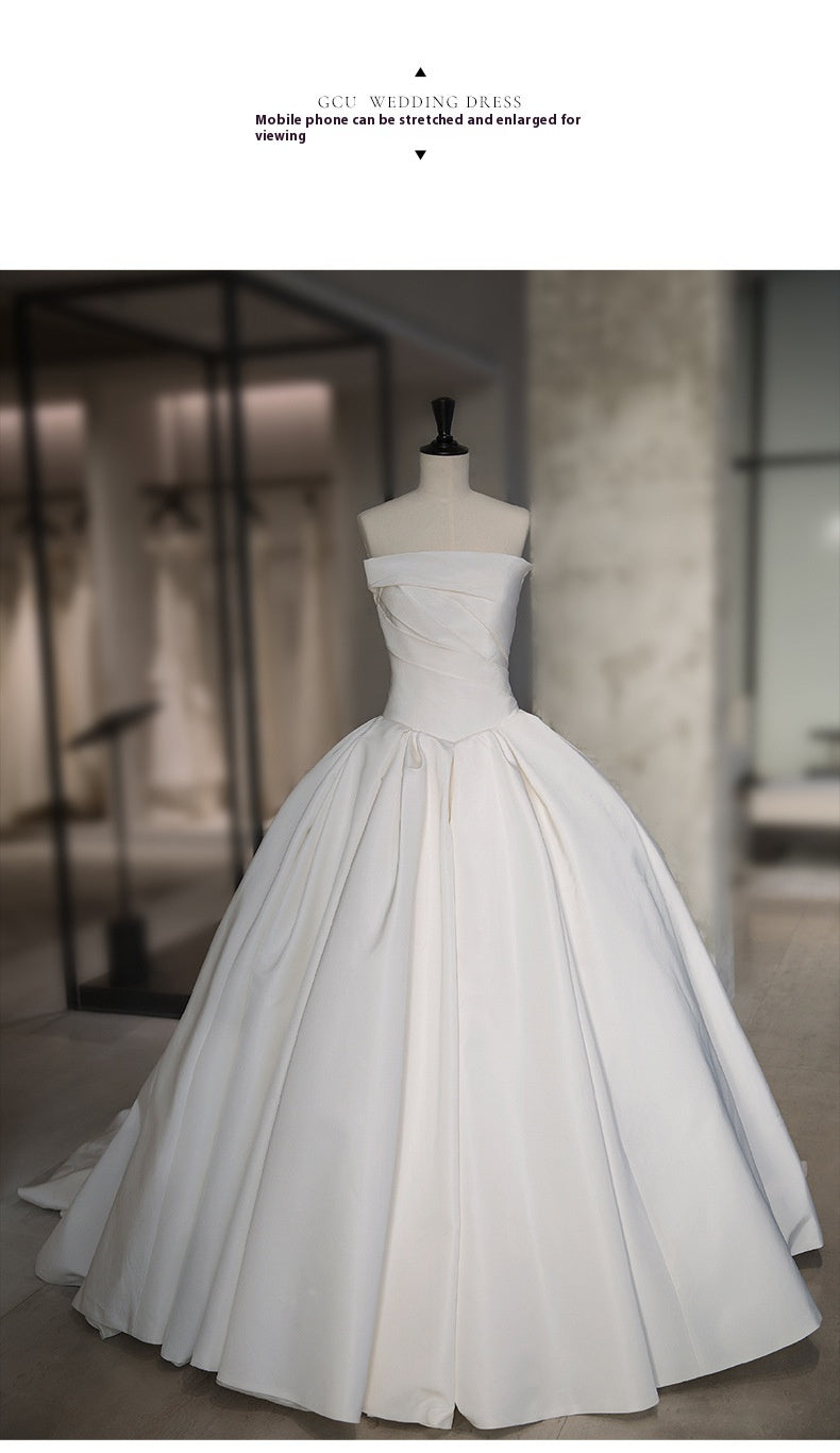 Tube satiné pour femme Top Simple Elegant style français Grande Tail Elegant Robe de mariée