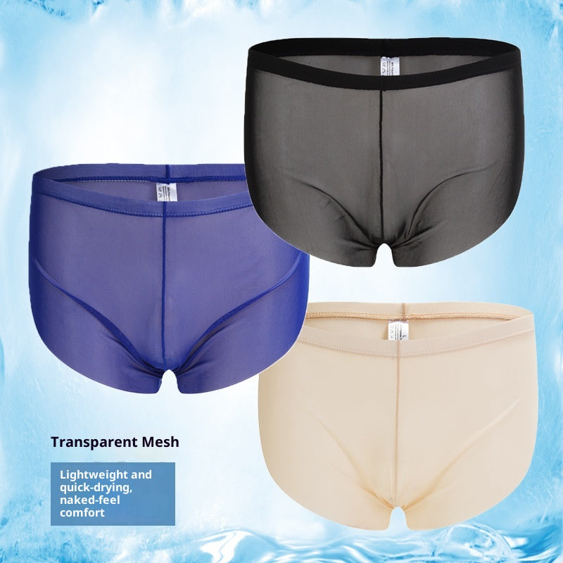 Boxer homme slips Sexy mince Mesh pantalons de sport