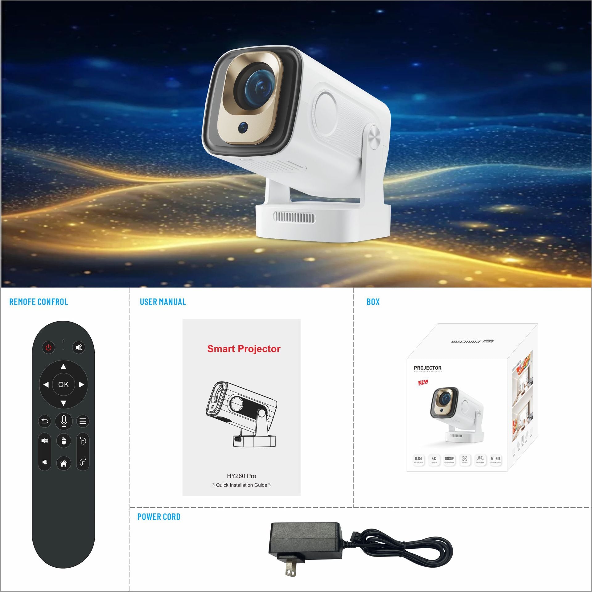 Auto Focus WIFI6 HD Maison Projecteur