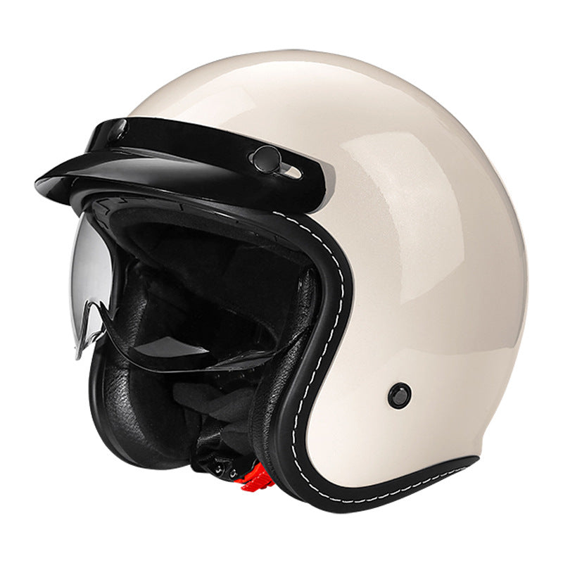 Casque de moto vintage avec visière intégrée rétractable