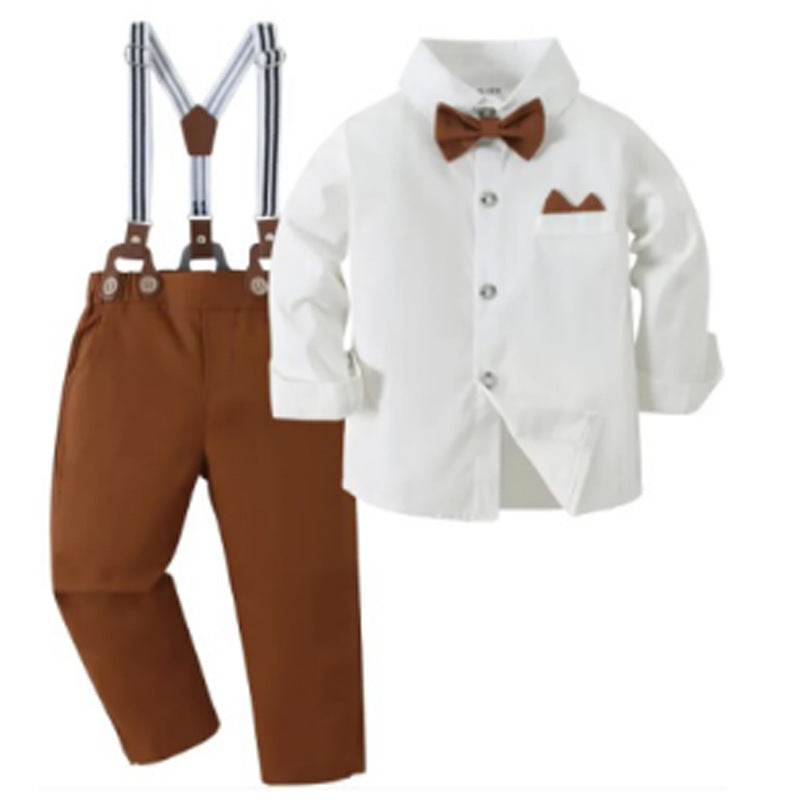 Chemise à manches longues et pantalons longs pour garçons Ensemble de trois pièces