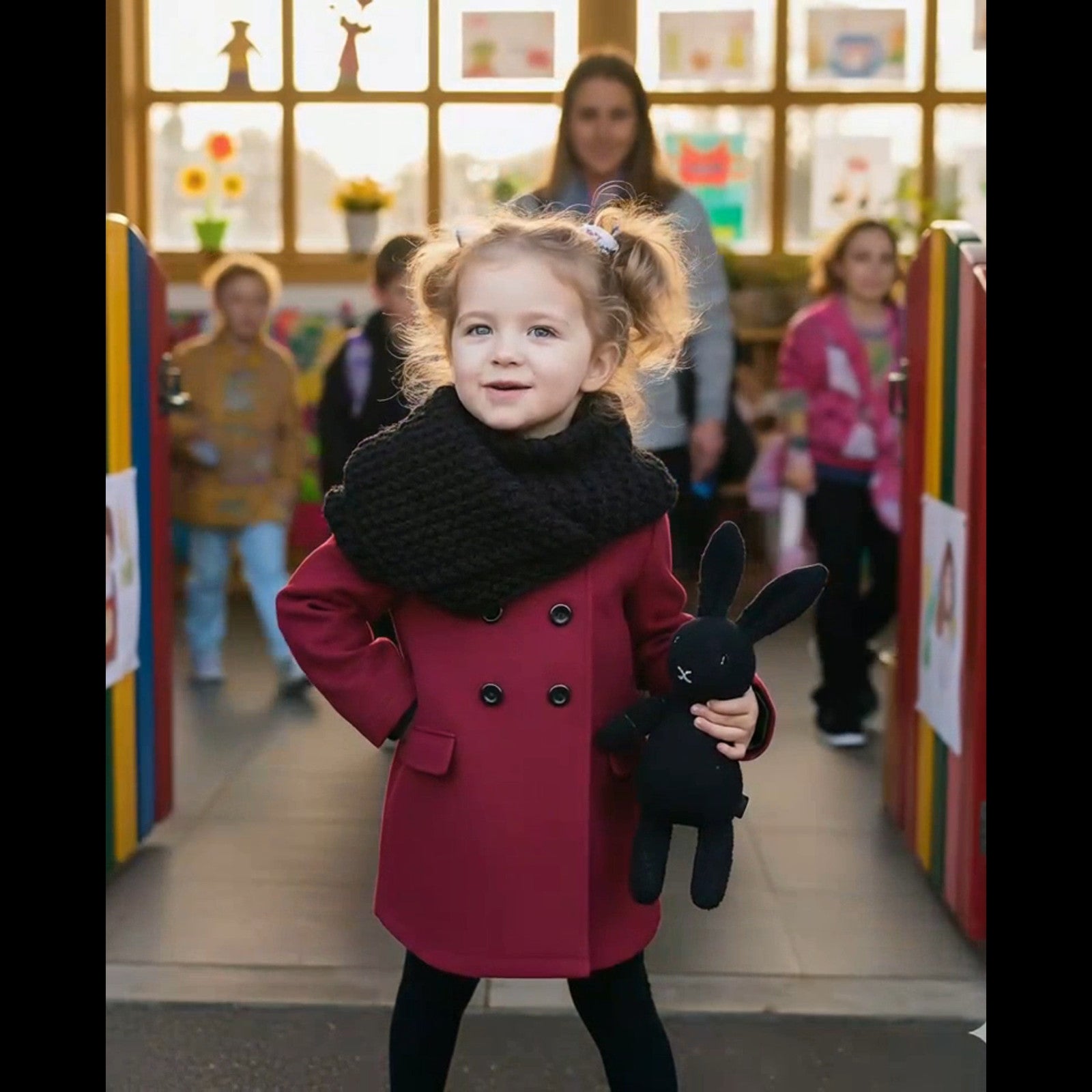 Filles Cashmere Baby Doll Coat Vin rouge Luxury Age 2-3Todler Coat