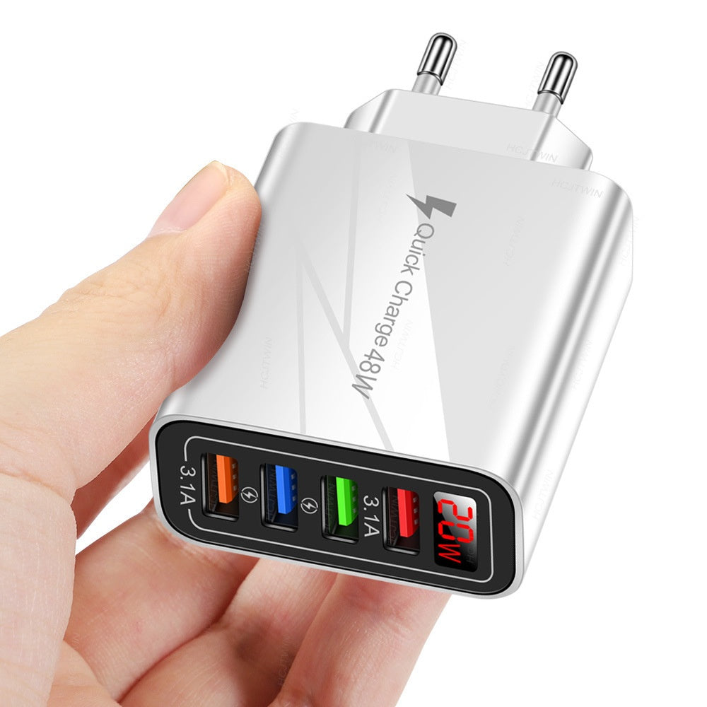 20W 4USB Affichage numérique Chargeur de téléphone mobile avec affichage