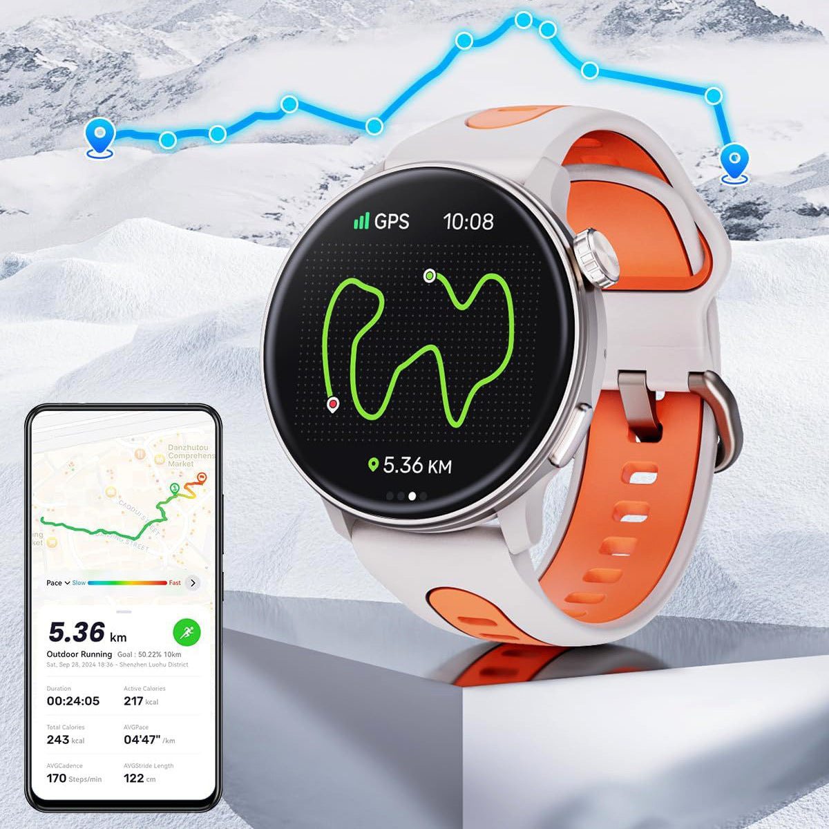 Surveillance des sports GPS de la montre intelligente en plein air