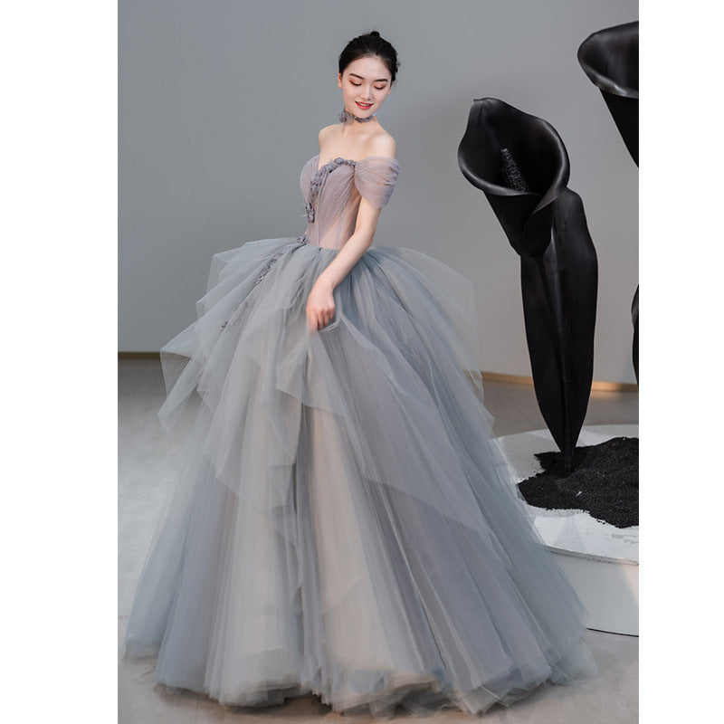 Femme Texture Hôte Cadeau Tulle Tutu Banquet français Robe Princesse