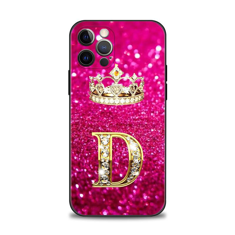 Golden Diamond King Crown Letters Case téléphonique