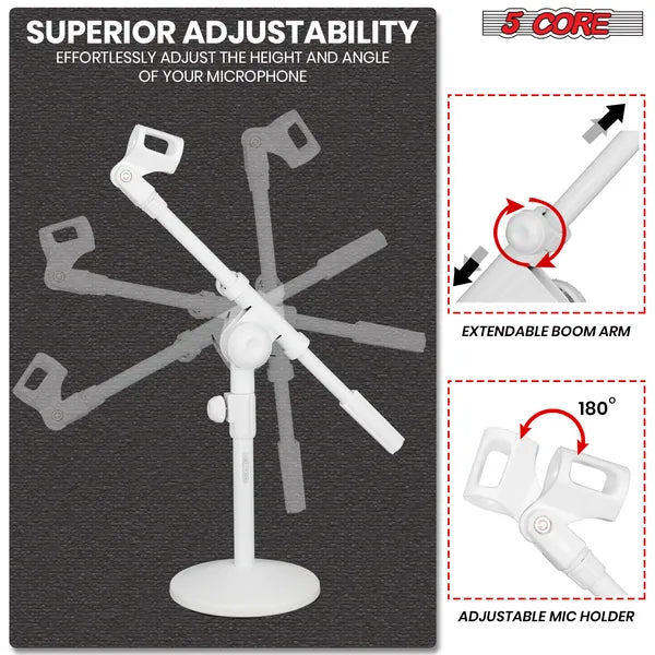 Support de microphone de bureau 5 Core Mic Base ronde Universal Desk Support de table