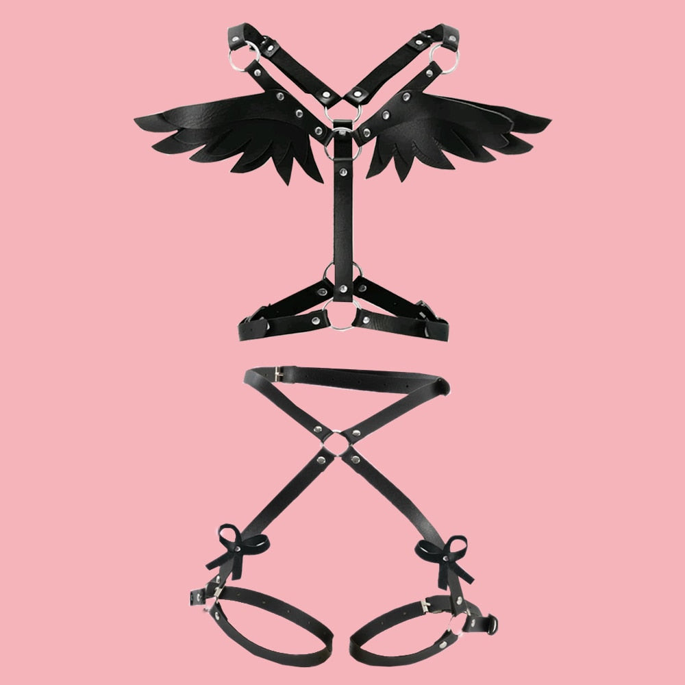 Ceinture de chaîne multicouche en cuir Angel Wings