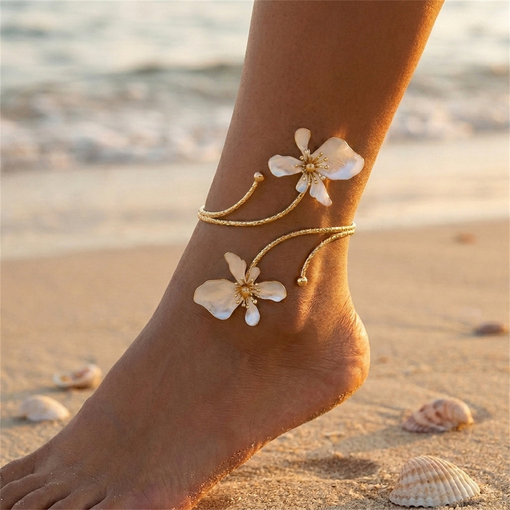 Anklet de fleur de métal exagéré