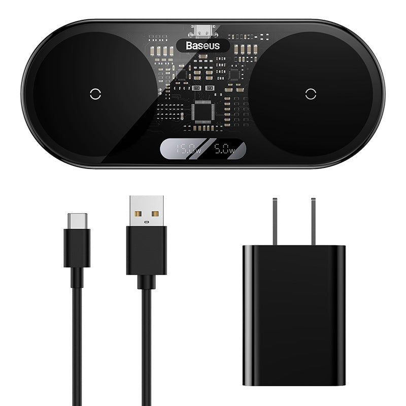 Affichage numérique Deux en un Magsafe20W Chargeur sans fil de recharge rapide