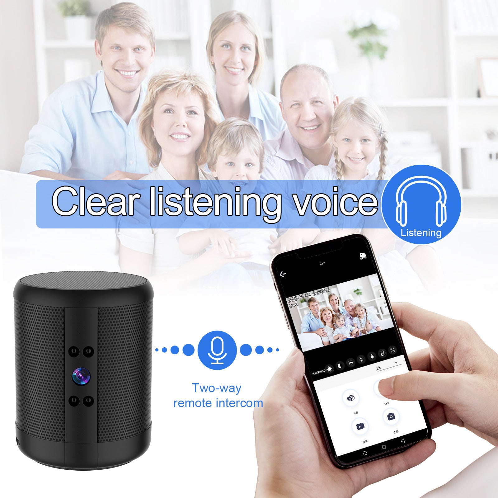 Accueil Caméra de surveillance intelligente Double conversation vocale HD Plug-in-gratuit